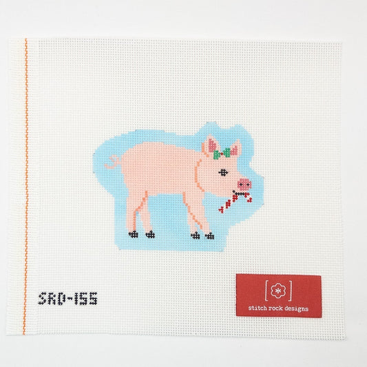 Petunia The Pig Needlepoint Canvas - Summertide Stitchery - Stitch Rock Designs