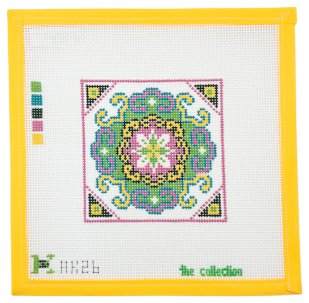 Pink and Green Tile Needlepoint - Summertide Stitchery - The Collection Designs