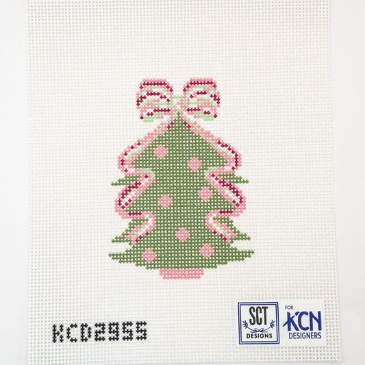 Pink Bow Tree Needlepoint Canvas - Summertide Stitchery - SCT Designs