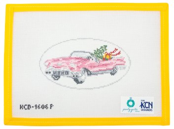 Pink Cadillac Needlepoint Canvas - Summertide Stitchery - KCN Designs