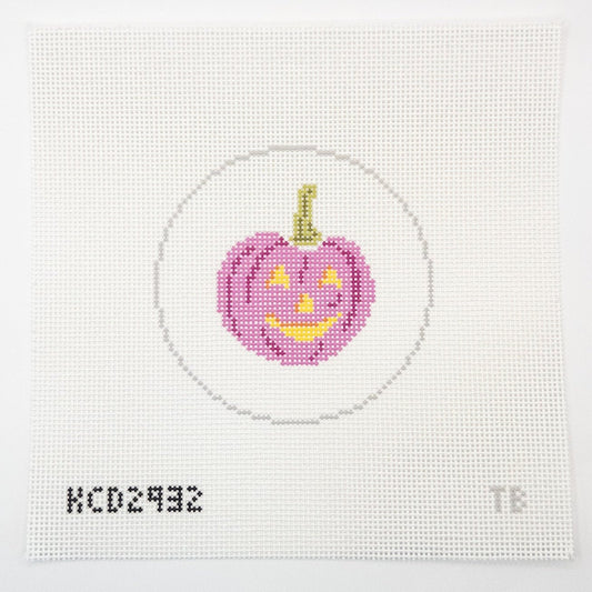 Pink Pumpkin Needlepoint Canvas - Summertide Stitchery - Taylor Beach Design
