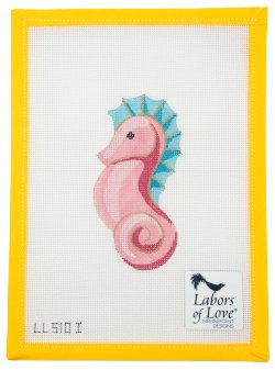 Pink Seahorse Needlepoint Canvas - Summertide Stitchery - Labors of Love