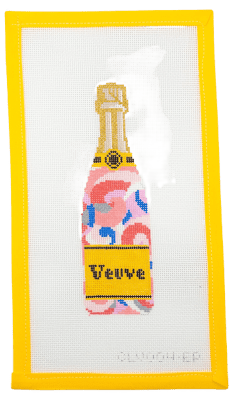 Pink Swirl Veuve Bottle Needlepoint Canvas - Summertide Stitchery - C'ate La Vie