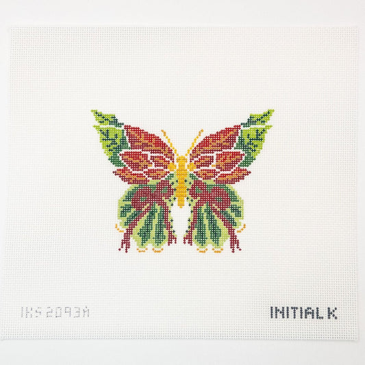Poinsetta Butterfly Needlepoint Canvas - Summertide Stitchery - Initial K Studio