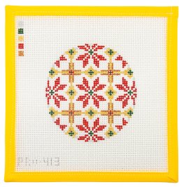 Poinsettia Round Needlepoint - Summertide Stitchery - TEW Designs