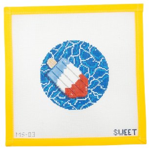 Popsicle Floatie Round Needlepoint Canvas - Summertide Stitchery - Maddie Sweet Designs