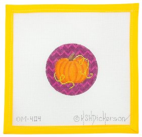 Pumpkin On Vines Needlepoint Canvas - Summertide Stitchery - Kate Dickerson