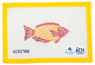 Purple and Orange Parrotfish Needlepoint Canvas - Summertide Stitchery - Lemon Daisy Designs