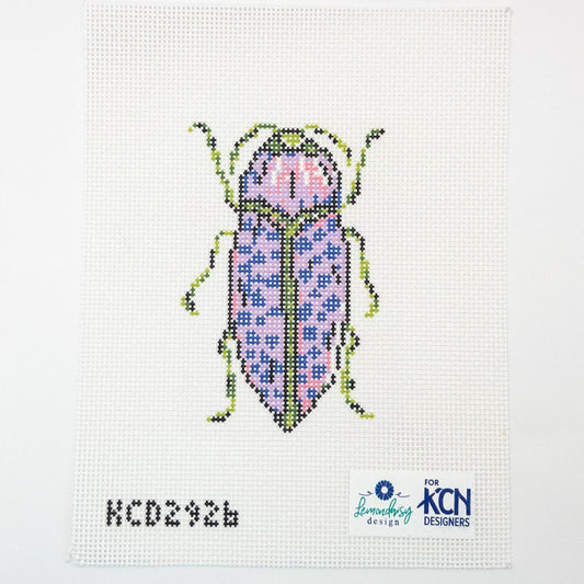 Purple Beetle Needlepoint Canvas - Summertide Stitchery - Lemon Daisy Designs