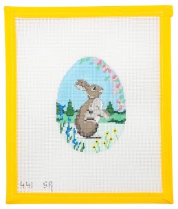 Rabbit in Flowers Needlepoint - Summertide Stitchery - Susan Roberts