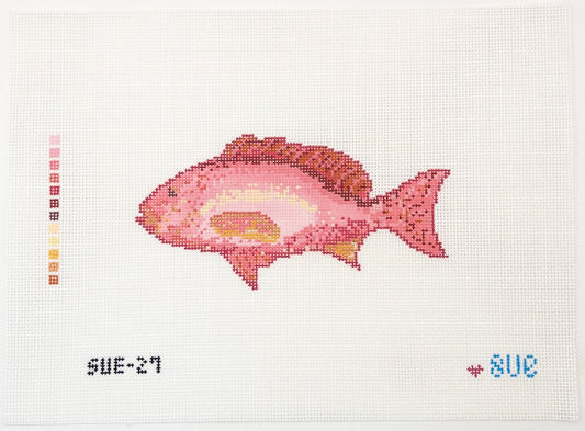 Red Snapper Needlepoint Canvas - Summertide Stitchery - Atlantic Blue Canvas