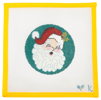 Retro Santa In Hat Needlepoint Canvas - Summertide Stitchery - Kay Irby