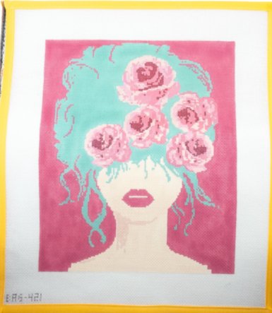 Rose Up-Do Needlepoint Canvas - Summertide Stitchery - Voila!