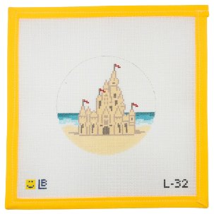 Sand Castle Needlepoint Canvas - Summertide Stitchery - Lauren Bloch Designs