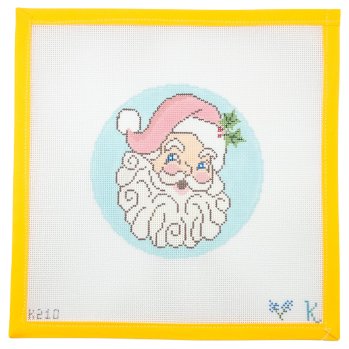 Santa In Pink Hat Needlepoint Canvas - Summertide Stitchery - Kay Irvy