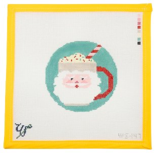 Santa Mug Needlepoint Canvas - Summertide Stitchery - Wipstitch Needleworks