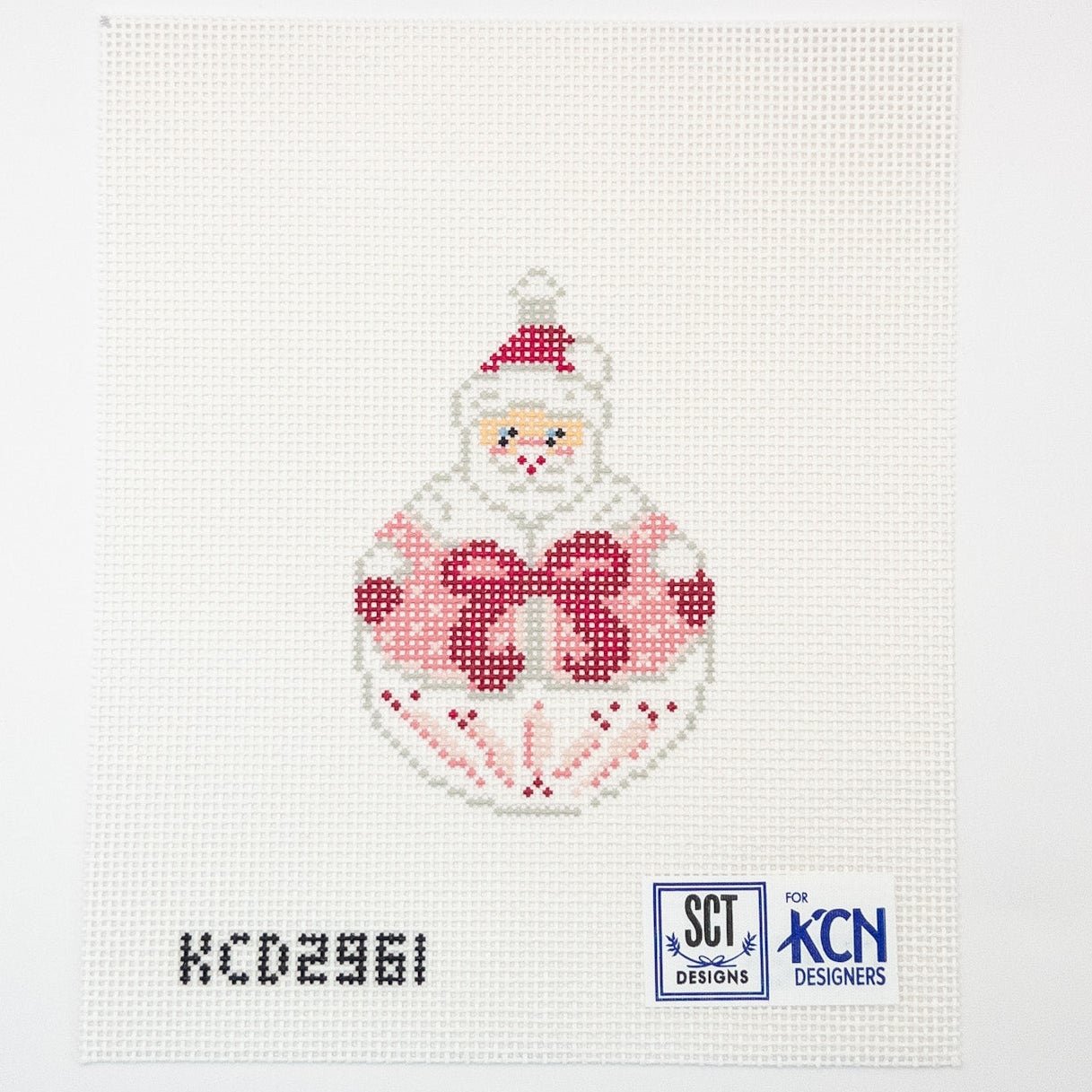 Santa with Bow Needlepoint Canvas | Summertide Stitchery