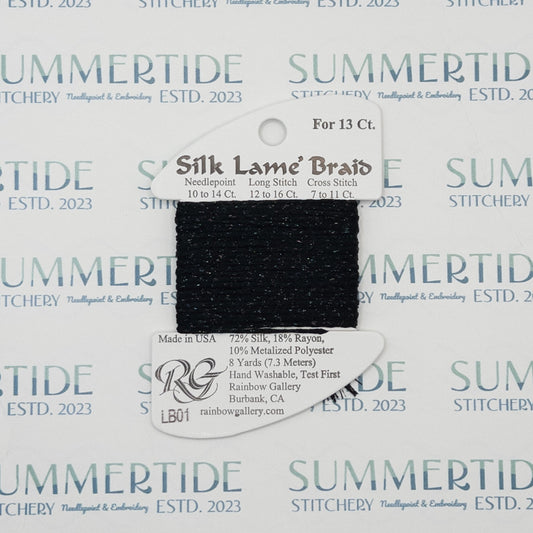 Silk Lamé Braid LB01 Black - Summertide Stitchery - Rainbow Gallery