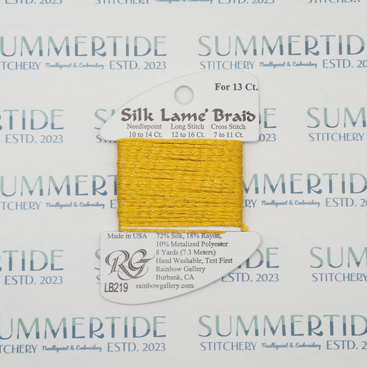 Silk Lamé Braid LB219 Sunset Gold - Summertide Stitchery - Rainbow Gallery