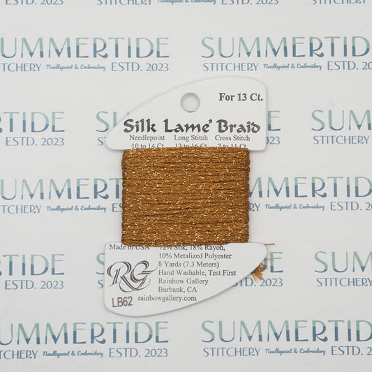 Silk Lamé Braid LB62 Dark Gold - Summertide Stitchery - Rainbow Gallery