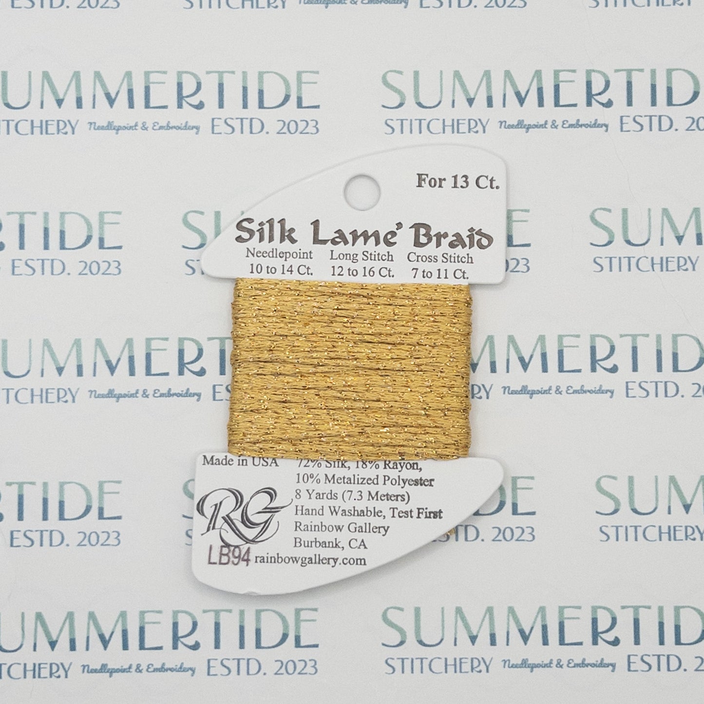 Silk Lamé Braid LB94 True Gold - Summertide Stitchery - Rainbow Gallery