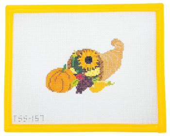 Small Cornucopia Needlepoint Canvas - Summertide Stitchery - The Salty Stitcher