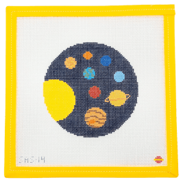 Solar System Round Needlepoint Canvas - Summertide Stitchery - Saturnalia Stitching