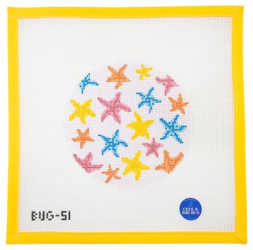 Starfish Coaster Needlepoint Canvas - Summertide Stitchery - Atlantic Blue Canvas