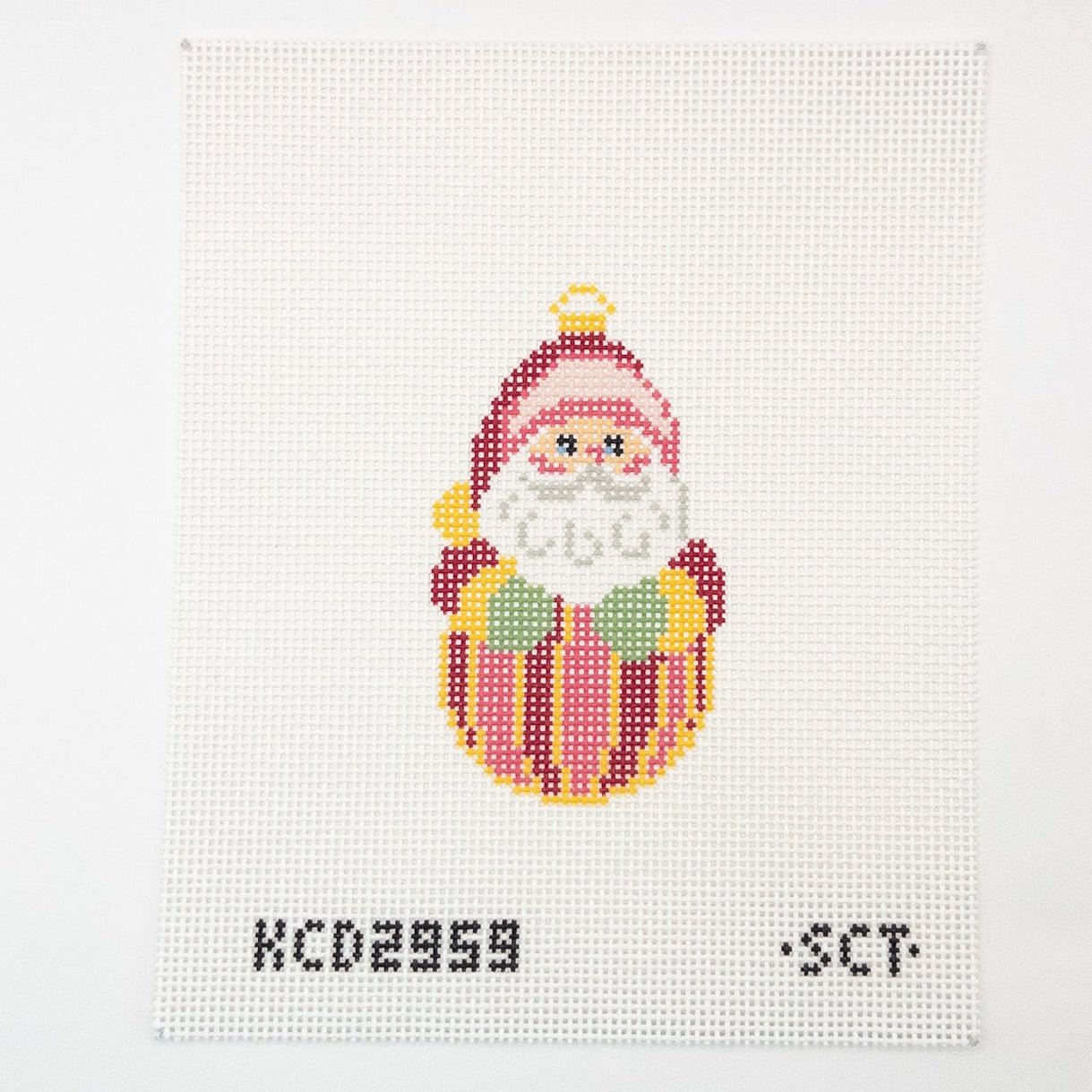 Striped Santa Needlepoint Canvas - Summertide Stitchery - SCT Designs