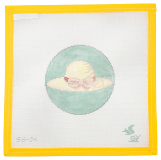 Sun Hat Needlepoint Canvas - Summertide Stitchery - The Squirrel and The Snail