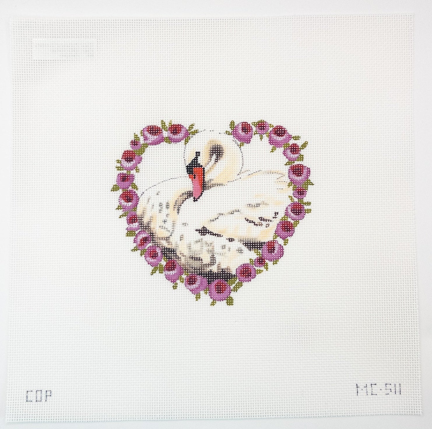 Swan Heart Needlepoint Canvas | MC511 - Summertide Stitchery - Colors of Praise