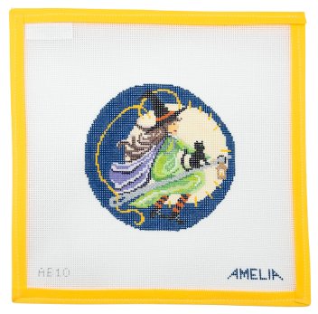 Tabitha The Stitch Witch Needlepoint Canvas - Summertide Stitchery - Amelia Bond