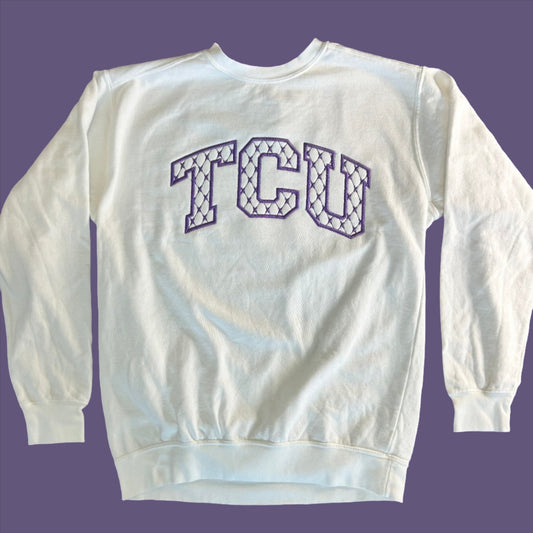 TCU Embroidered Sweatshirt - Summertide Stitchery - Summertide Stitchery