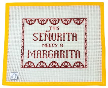 This Señorita Needs a Margarita Needlepoint Canvas - Summertide Stitchery - Stitch Style Needlepoint