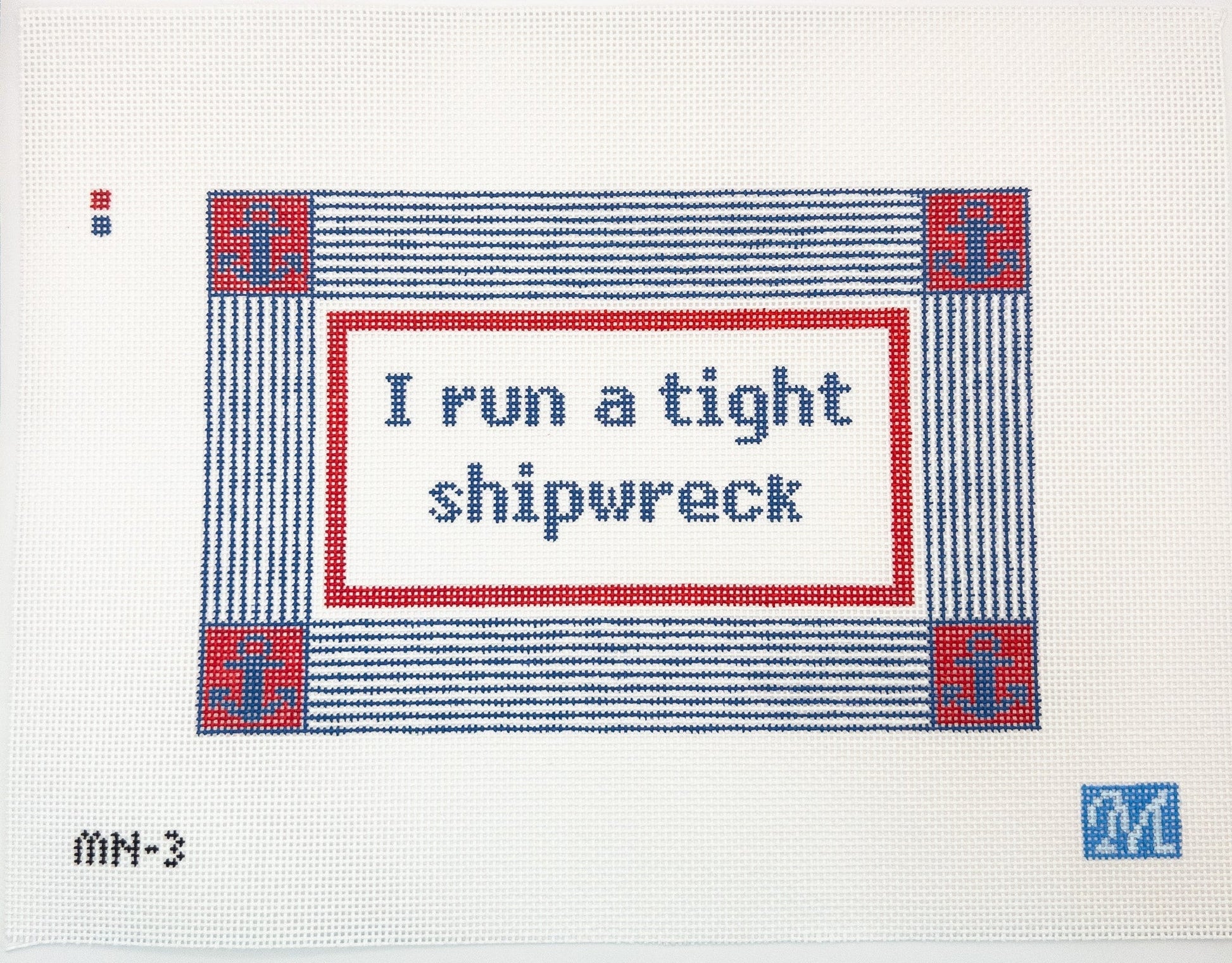 Tight Shipwreck Needlepoint Canvas - Summertide Stitchery - Maura Nolan Designs