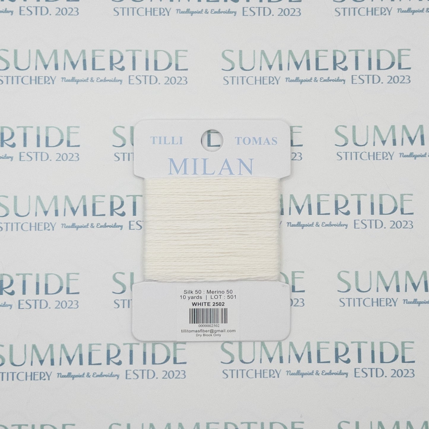 Tilli Tomas Milan Card 2502 White - Summertide Stitchery - Planet Earth Fibers