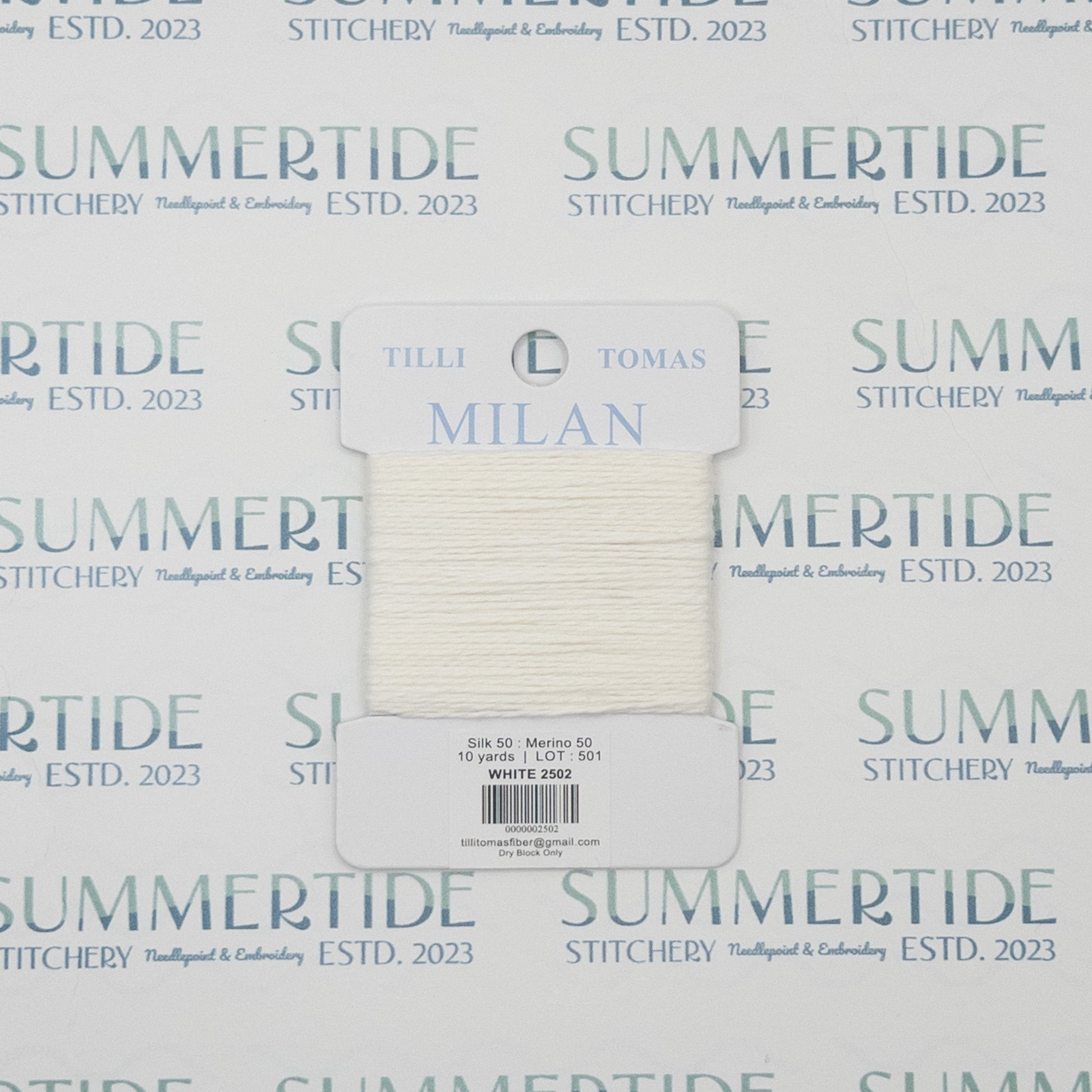 Tilli Tomas Milan Card 2502 White - Summertide Stitchery - Planet Earth Fibers