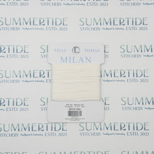 Tilli Tomas Milan Card 2502 White - Summertide Stitchery - Planet Earth Fibers