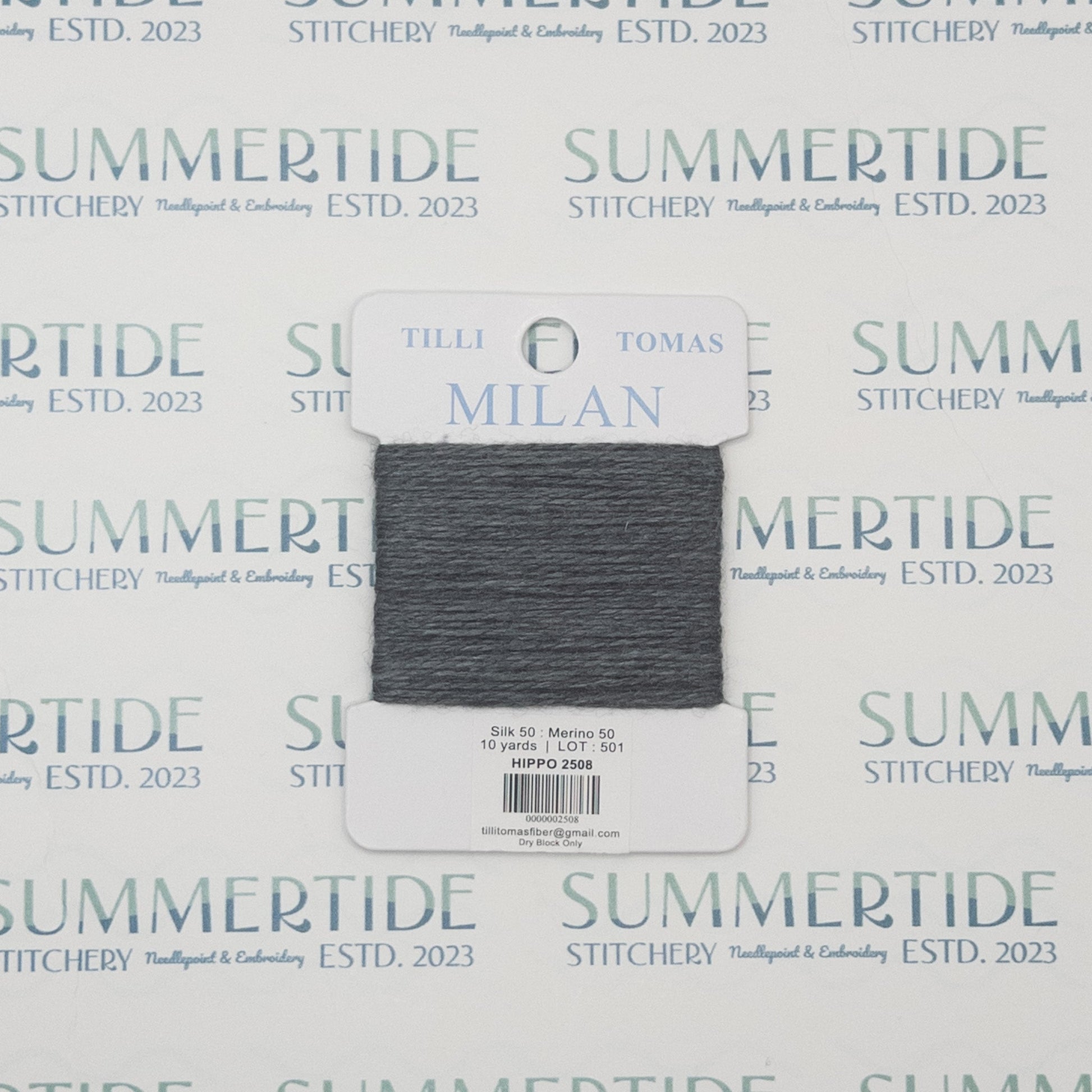 Tilli Tomas Milan Card 2508 Hippo - Summertide Stitchery - Planet Earth Fibers