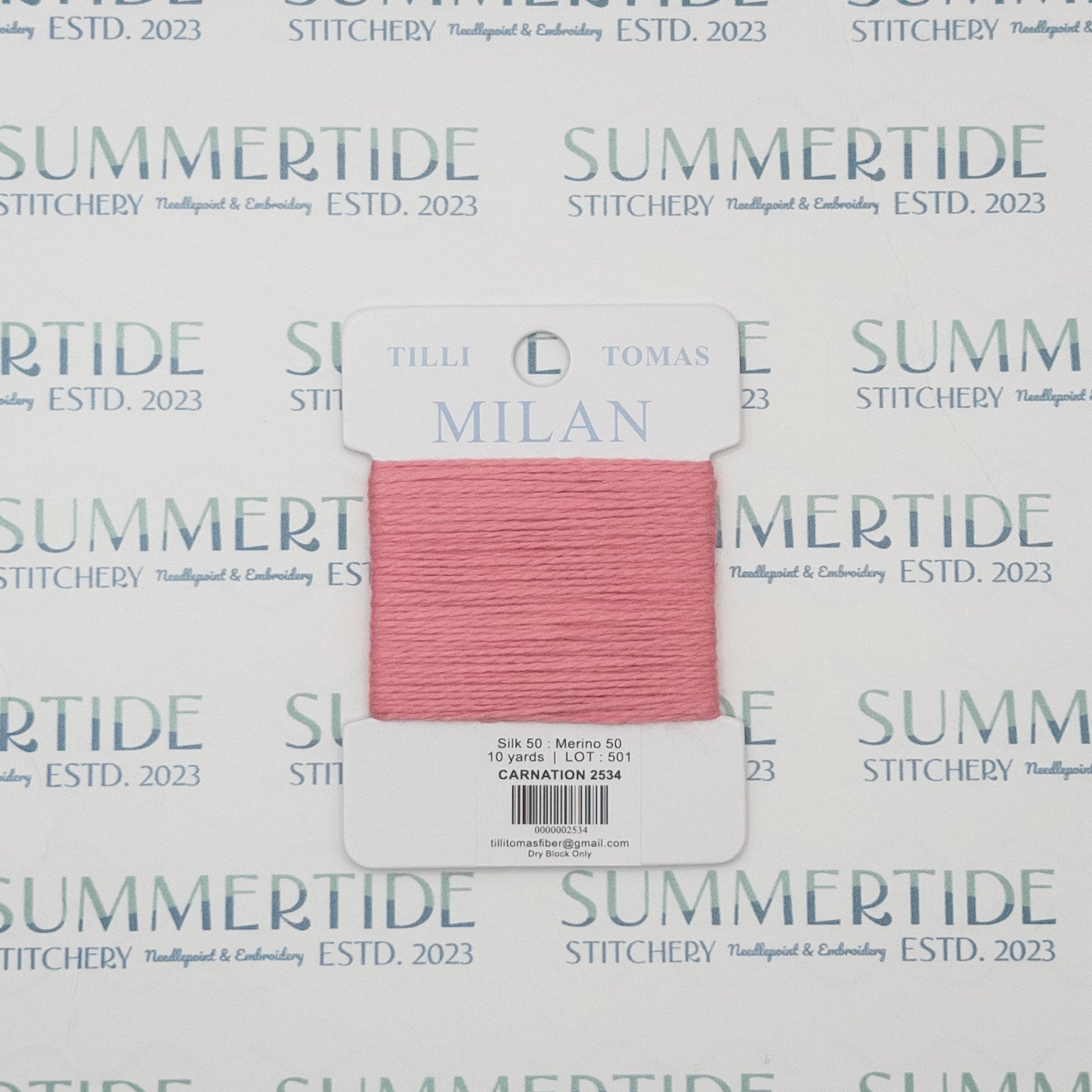 Tilli Tomas Milan Card 2534 Carnation - Summertide Stitchery - Planet Earth Fibers