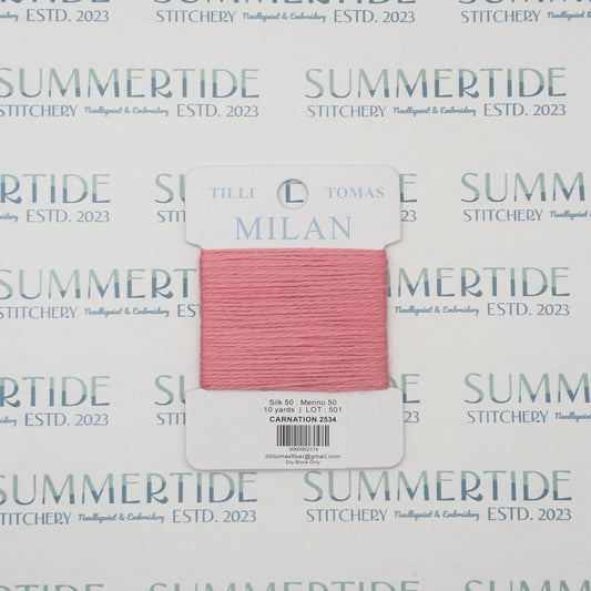 Tilli Tomas Milan Card 2534 Carnation - Summertide Stitchery - Planet Earth Fibers