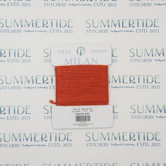 Tilli Tomas Milan Card 2551 Radish - Summertide Stitchery - Planet Earth Fibers