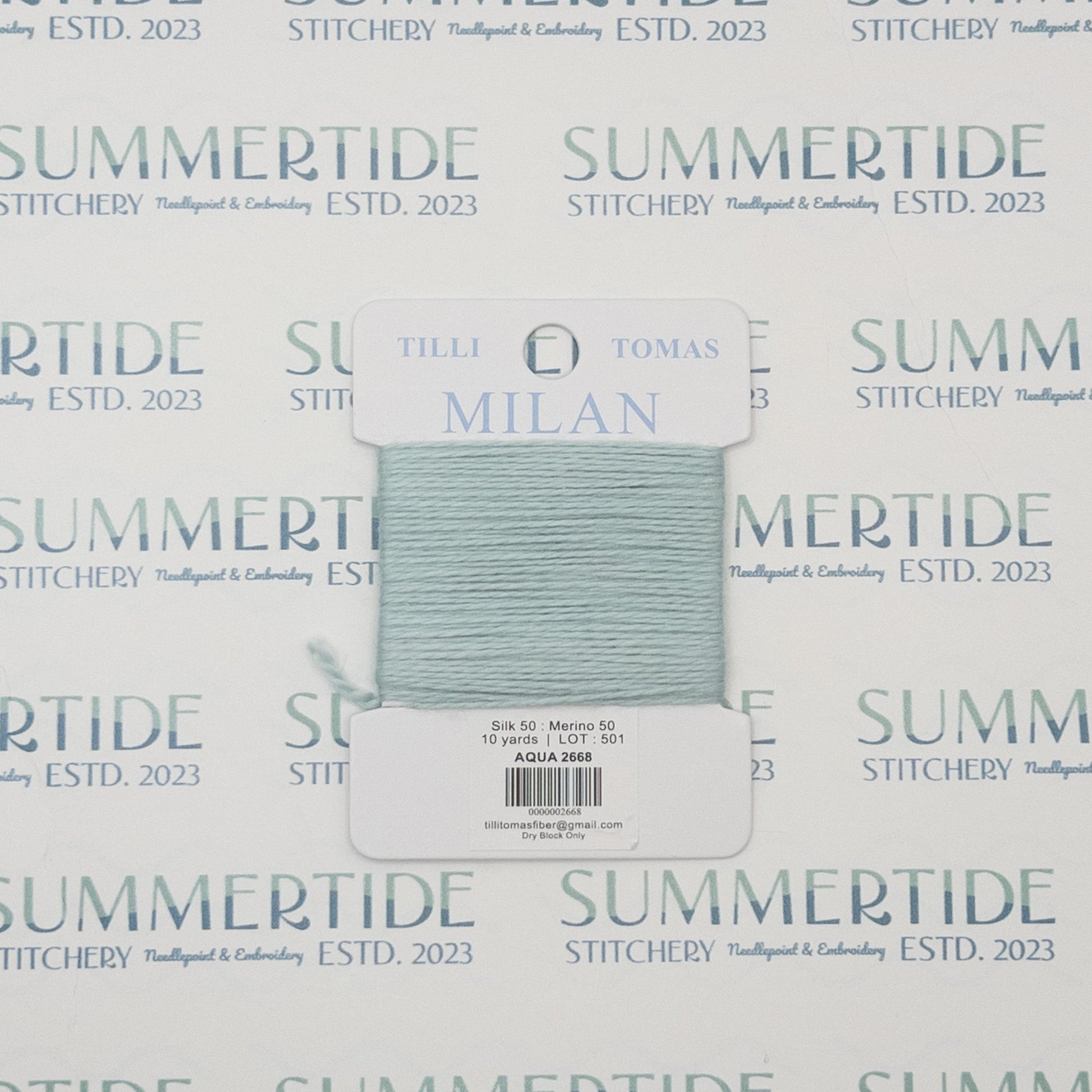 Tilli Tomas Milan Card 2668 Aqua - Summertide Stitchery - Planet Earth Fibers