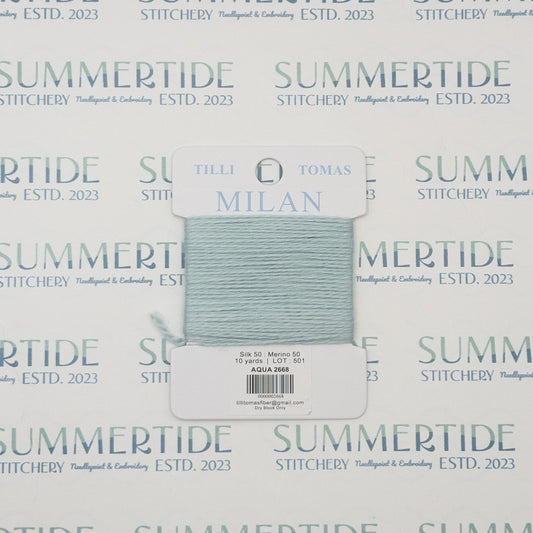 Tilli Tomas Milan Card 2668 Aqua - Summertide Stitchery - Planet Earth Fibers