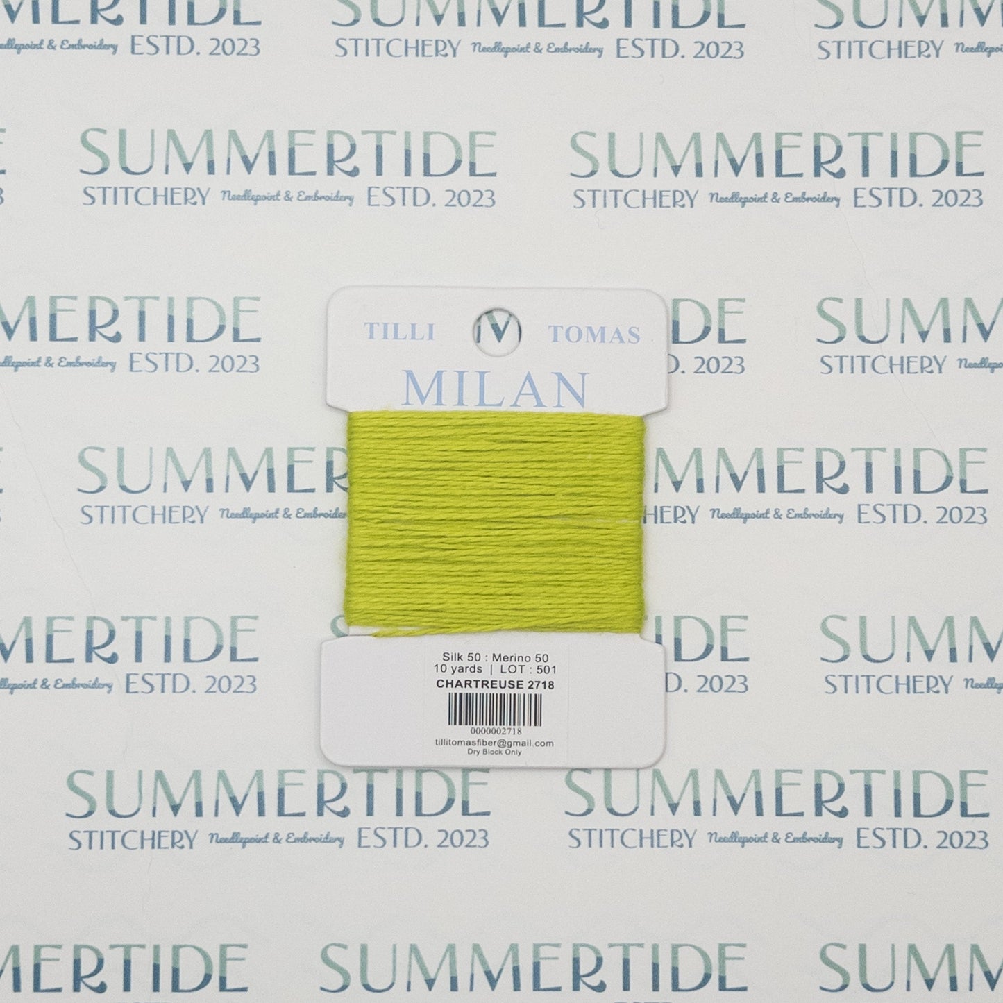 Tilli Tomas Milan Card 2718 Chartreuse - Summertide Stitchery - Planet Earth Fibers