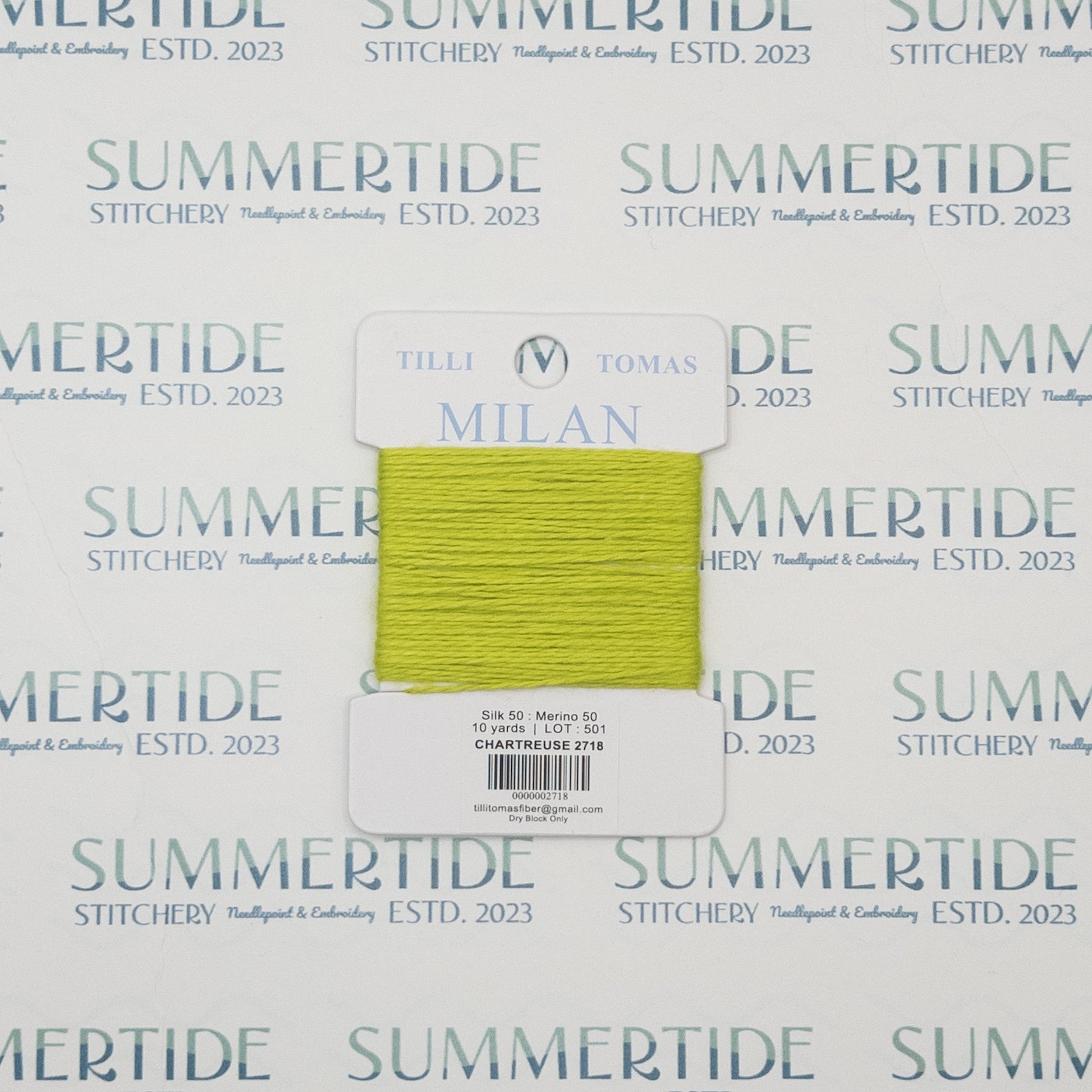 Tilli Tomas Milan Card 2718 Chartreuse - Summertide Stitchery - Planet Earth Fibers