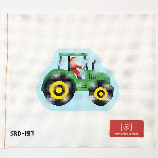 Tractor Santa Needlepoint Canvas - Summertide Stitchery - Stitch Rock Designs
