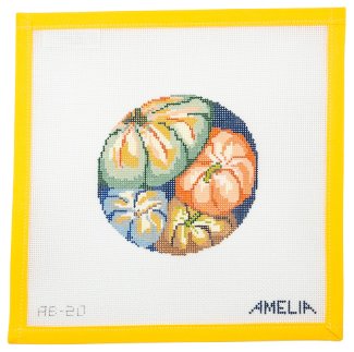 Tumbling Pumpkins Round Needlepoint Canvas - Summertide Stitchery - Amelia Bond