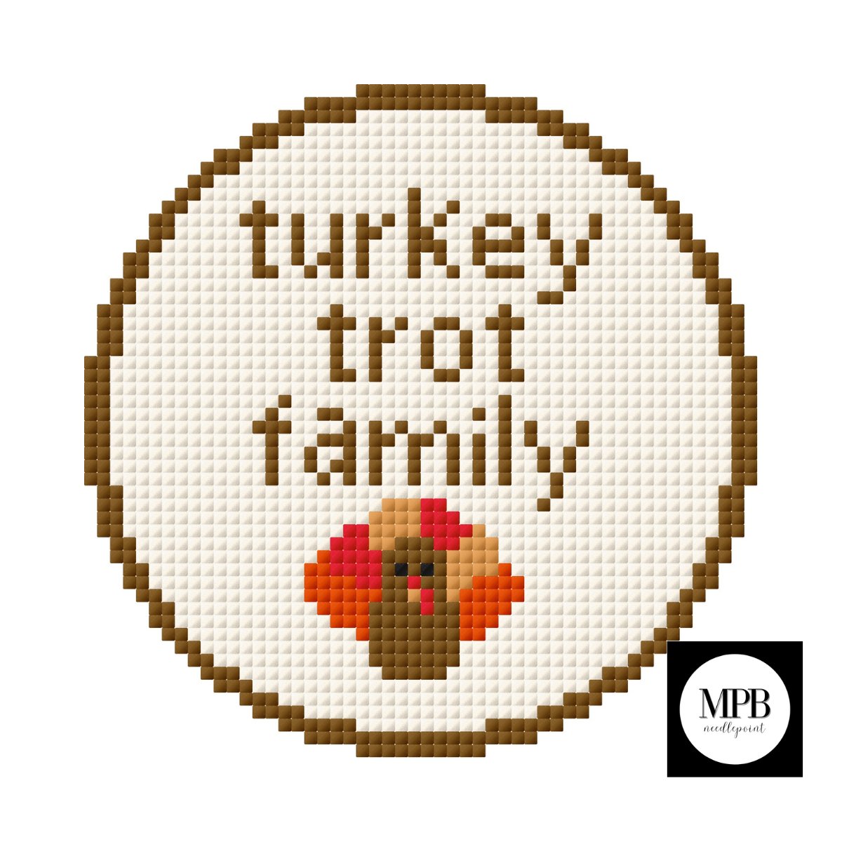 Turkey Trot Needlepoint Round Chart - Summertide Stitchery - MPB Needlepoint