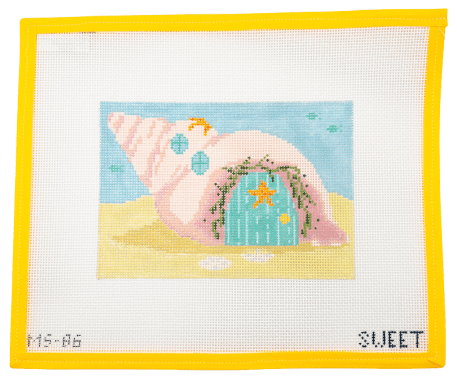 Underwater Village Shell House Needlepoint Canvas - Summertide Stitchery - Maddie Sweet Designs